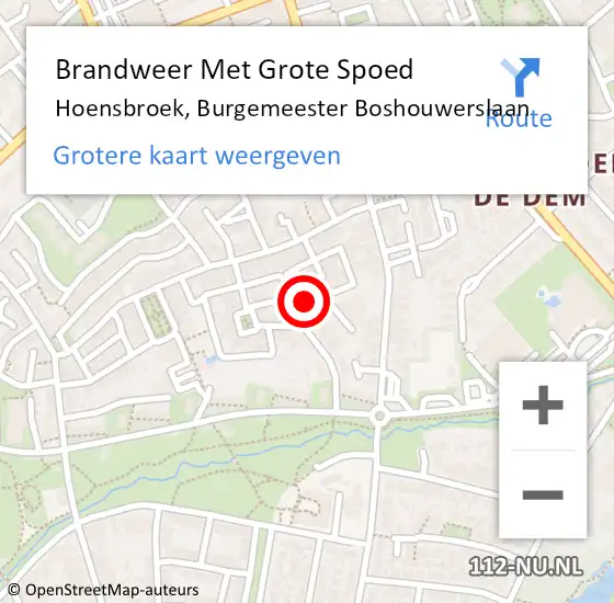 Locatie op kaart van de 112 melding: Brandweer Met Grote Spoed Naar Hoensbroek, Burgemeester Boshouwerslaan op 29 mei 2024 10:24