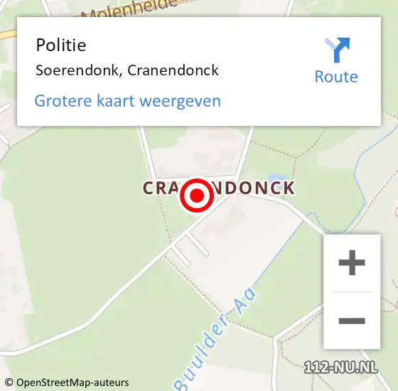 Locatie op kaart van de 112 melding: Politie Soerendonk, Cranendonck op 29 mei 2024 10:25