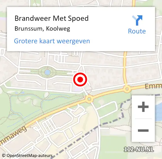 Locatie op kaart van de 112 melding: Brandweer Met Spoed Naar Brunssum, Koolweg op 29 mei 2024 10:51