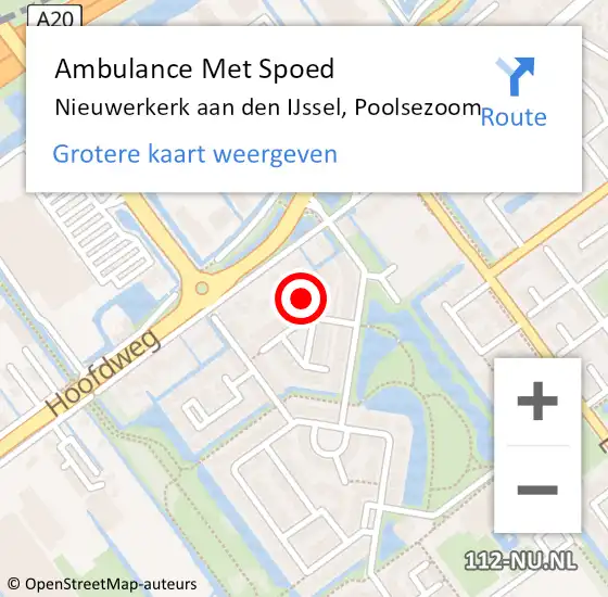 Locatie op kaart van de 112 melding: Ambulance Met Spoed Naar Nieuwerkerk aan den IJssel, Poolsezoom op 29 mei 2024 10:52
