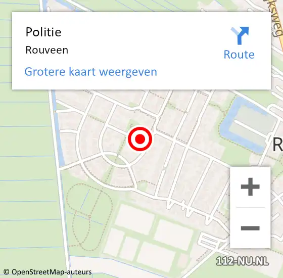 Locatie op kaart van de 112 melding: Politie Rouveen op 29 mei 2024 11:07