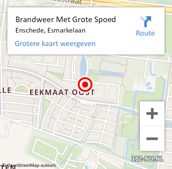 Locatie op kaart van de 112 melding: Brandweer Met Grote Spoed Naar Enschede, Esmarkelaan op 29 mei 2024 11:48