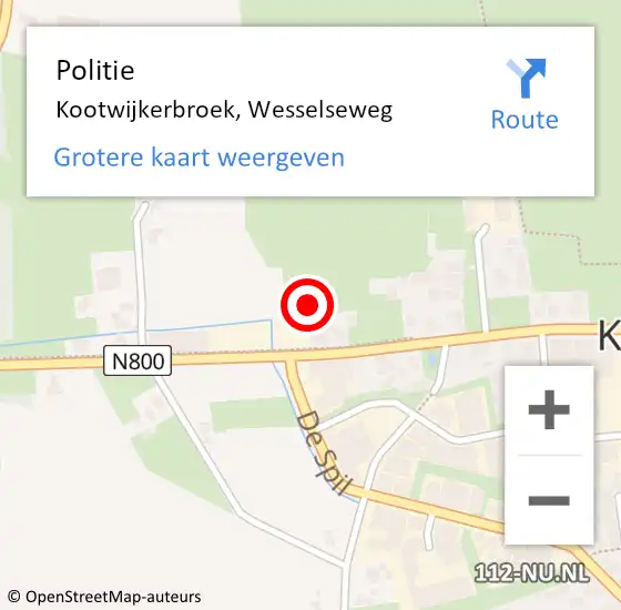 Locatie op kaart van de 112 melding: Politie Kootwijkerbroek, Wesselseweg op 29 mei 2024 12:06