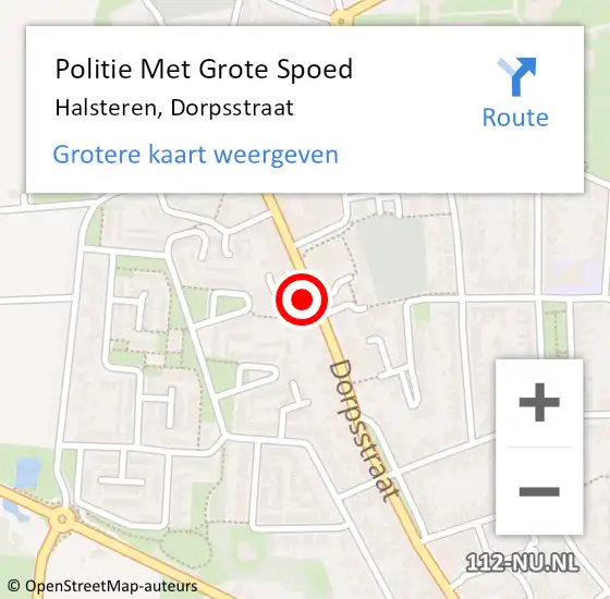 Locatie op kaart van de 112 melding: Politie Met Grote Spoed Naar Halsteren, Dorpsstraat op 29 mei 2024 12:06