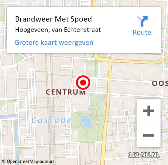 Locatie op kaart van de 112 melding: Brandweer Met Spoed Naar Hoogeveen, van Echtenstraat op 29 mei 2024 12:07