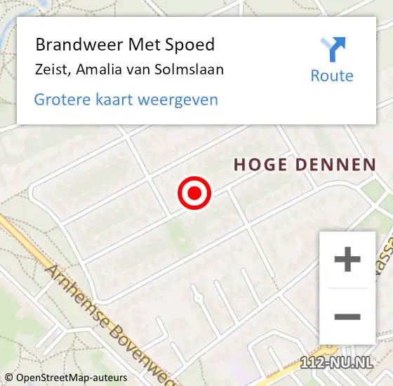 Locatie op kaart van de 112 melding: Brandweer Met Spoed Naar Zeist, Amalia van Solmslaan op 29 mei 2024 12:23