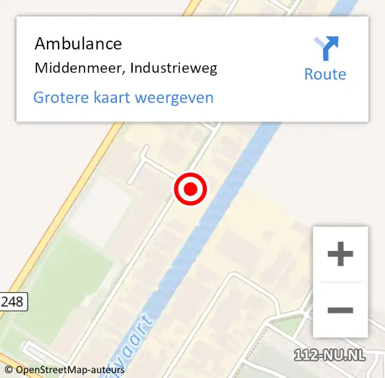 Locatie op kaart van de 112 melding: Ambulance Middenmeer, Industrieweg op 29 mei 2024 12:24