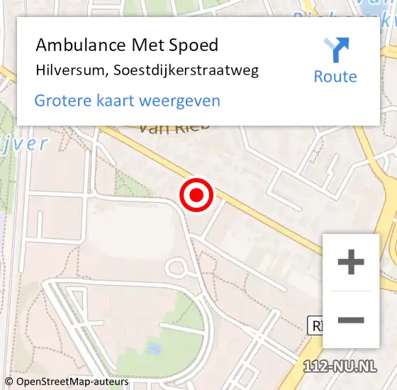 Locatie op kaart van de 112 melding: Ambulance Met Spoed Naar Hilversum, Soestdijkerstraatweg op 29 mei 2024 12:27