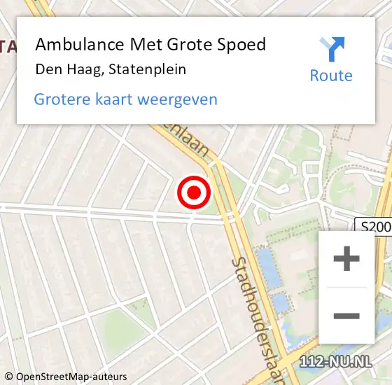 Locatie op kaart van de 112 melding: Ambulance Met Grote Spoed Naar Den Haag, Statenplein op 29 mei 2024 12:35