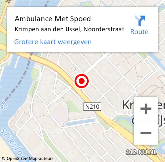 Locatie op kaart van de 112 melding: Ambulance Met Spoed Naar Krimpen aan den IJssel, Noorderstraat op 29 mei 2024 13:01