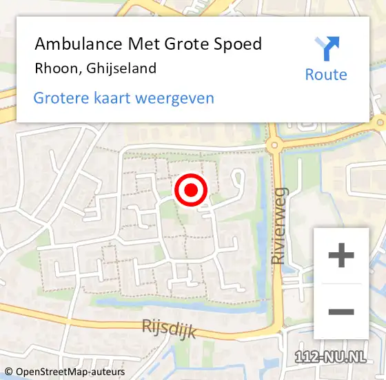 Locatie op kaart van de 112 melding: Ambulance Met Grote Spoed Naar Rhoon, Ghijseland op 29 mei 2024 13:02