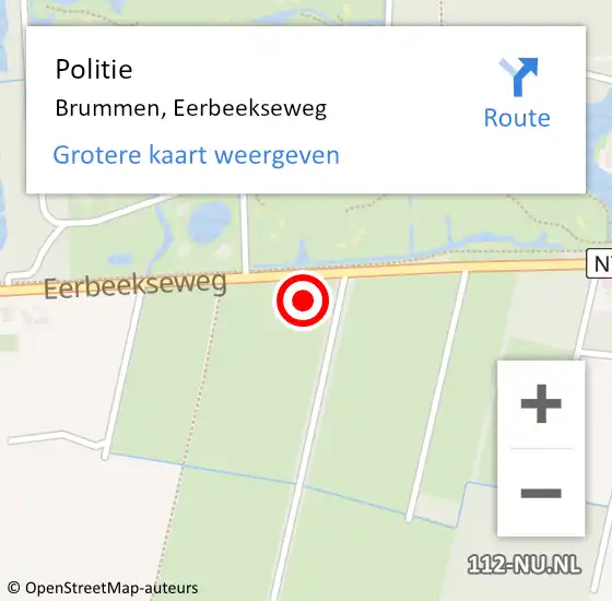 Locatie op kaart van de 112 melding: Politie Brummen, Eerbeekseweg op 29 mei 2024 13:08