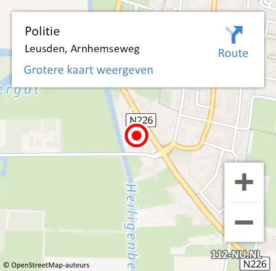 Locatie op kaart van de 112 melding: Politie Leusden, Arnhemseweg op 29 mei 2024 13:15