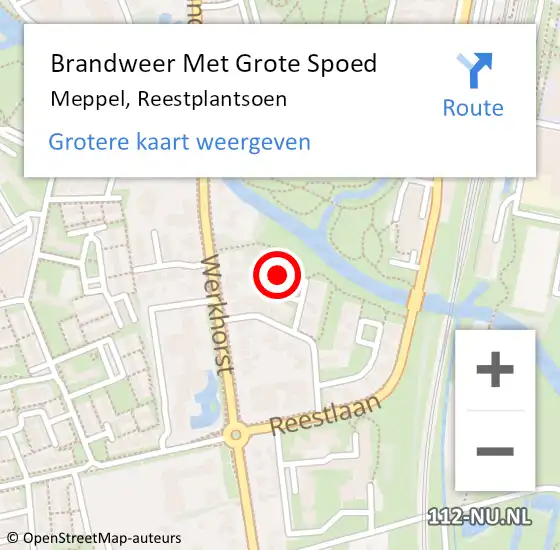 Locatie op kaart van de 112 melding: Brandweer Met Grote Spoed Naar Meppel, Reestplantsoen op 29 mei 2024 13:27