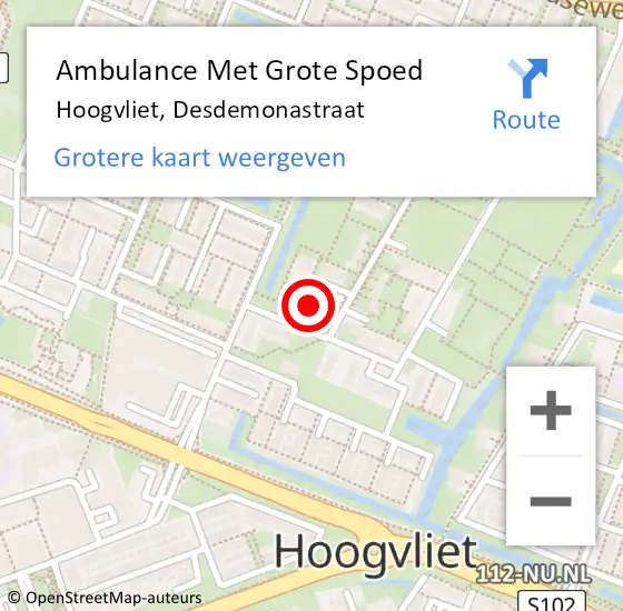 Locatie op kaart van de 112 melding: Ambulance Met Grote Spoed Naar Hoogvliet, Desdemonastraat op 29 mei 2024 13:27