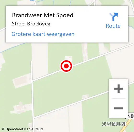 Locatie op kaart van de 112 melding: Brandweer Met Spoed Naar Stroe, Broekweg op 29 mei 2024 13:31