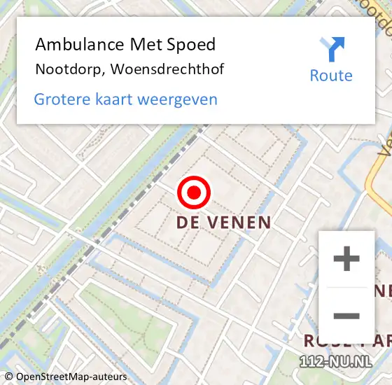 Locatie op kaart van de 112 melding: Ambulance Met Spoed Naar Nootdorp, Woensdrechthof op 29 mei 2024 13:33