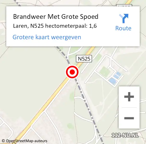 Locatie op kaart van de 112 melding: Brandweer Met Grote Spoed Naar Laren, N525 hectometerpaal: 1,6 op 29 mei 2024 13:46