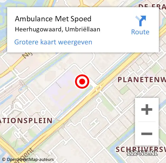 Locatie op kaart van de 112 melding: Ambulance Met Spoed Naar Heerhugowaard, Umbriëllaan op 29 mei 2024 13:54