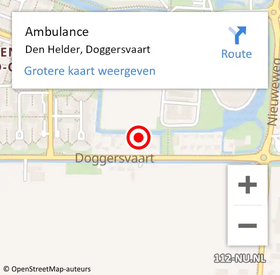 Locatie op kaart van de 112 melding: Ambulance Den Helder, Doggersvaart op 29 mei 2024 14:11