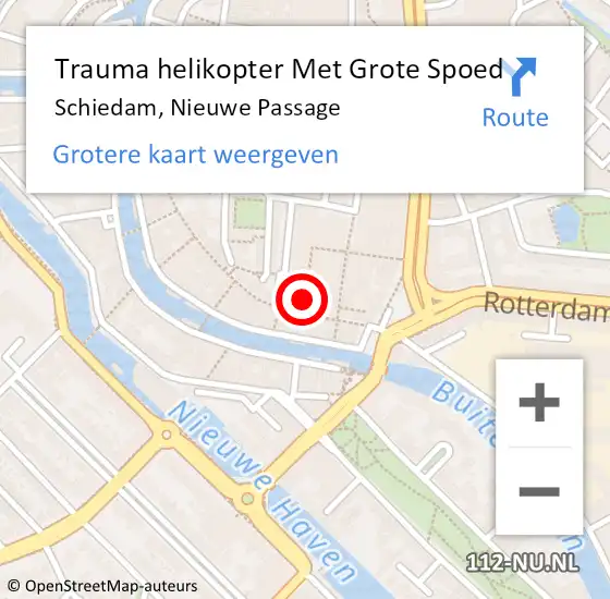 Locatie op kaart van de 112 melding: Trauma helikopter Met Grote Spoed Naar Schiedam, Nieuwe Passage op 29 mei 2024 14:24