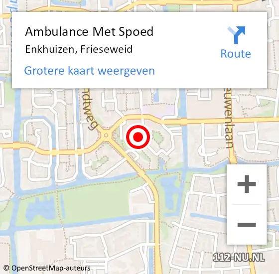 Locatie op kaart van de 112 melding: Ambulance Met Spoed Naar Enkhuizen, Frieseweid op 29 mei 2024 14:26