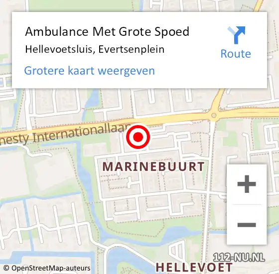 Locatie op kaart van de 112 melding: Ambulance Met Grote Spoed Naar Hellevoetsluis, Evertsenplein op 29 mei 2024 14:27