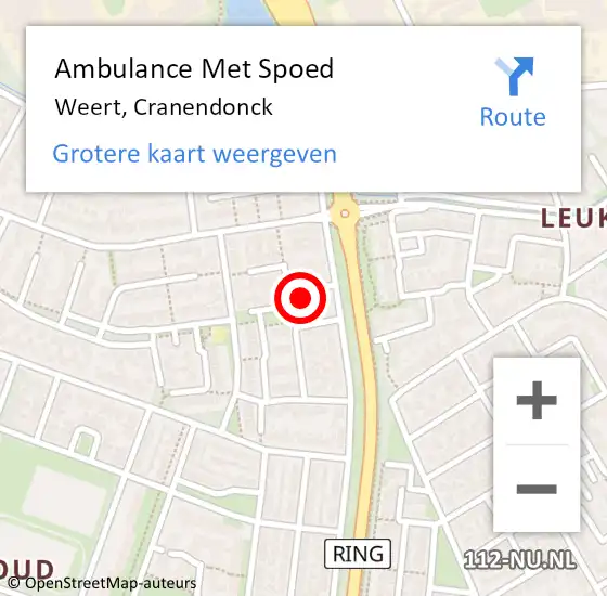 Locatie op kaart van de 112 melding: Ambulance Met Spoed Naar Weert, Cranendonck op 29 mei 2024 14:47