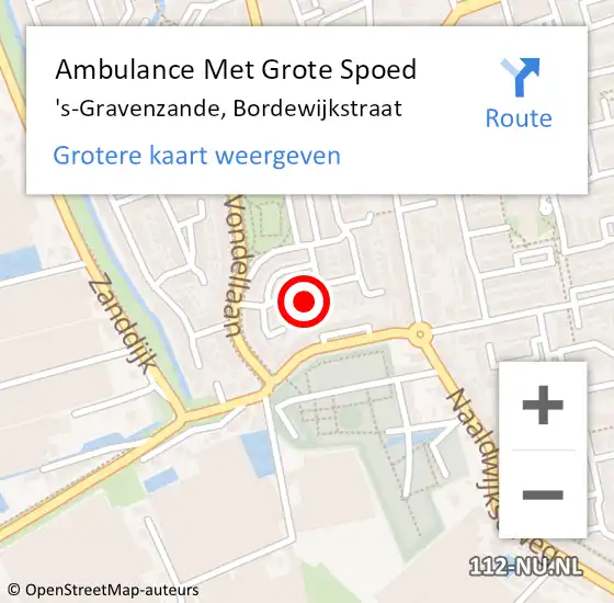 Locatie op kaart van de 112 melding: Ambulance Met Grote Spoed Naar 's-Gravenzande, Bordewijkstraat op 29 mei 2024 14:48