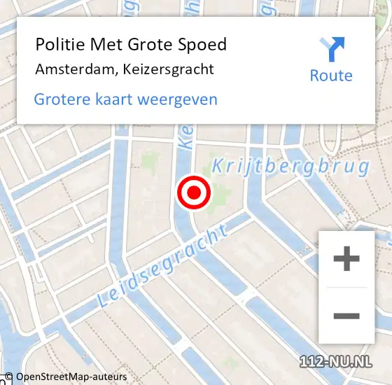 Locatie op kaart van de 112 melding: Politie Met Grote Spoed Naar Amsterdam, Keizersgracht op 29 mei 2024 14:51