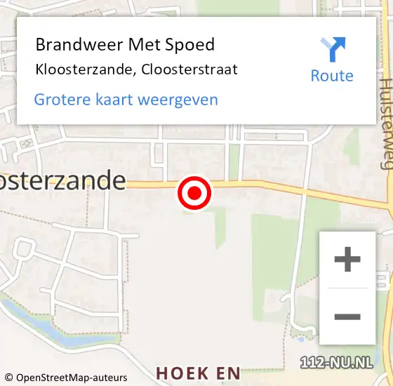 Locatie op kaart van de 112 melding: Brandweer Met Spoed Naar Kloosterzande, Cloosterstraat op 29 mei 2024 14:52