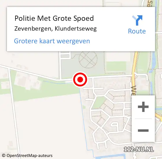 Locatie op kaart van de 112 melding: Politie Met Grote Spoed Naar Zevenbergen, Klundertseweg op 29 mei 2024 14:52