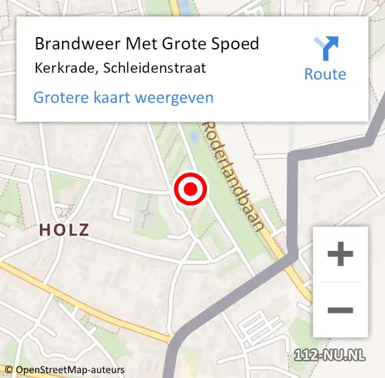 Locatie op kaart van de 112 melding: Brandweer Met Grote Spoed Naar Kerkrade, Schleidenstraat op 29 mei 2024 14:57