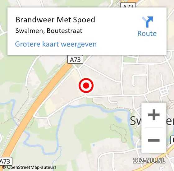 Locatie op kaart van de 112 melding: Brandweer Met Spoed Naar Swalmen, Boutestraat op 29 mei 2024 15:01