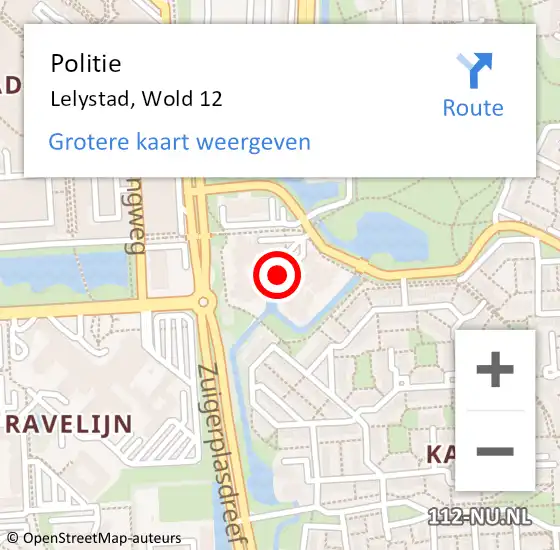 Locatie op kaart van de 112 melding: Politie Lelystad, Wold 12 op 29 mei 2024 15:03