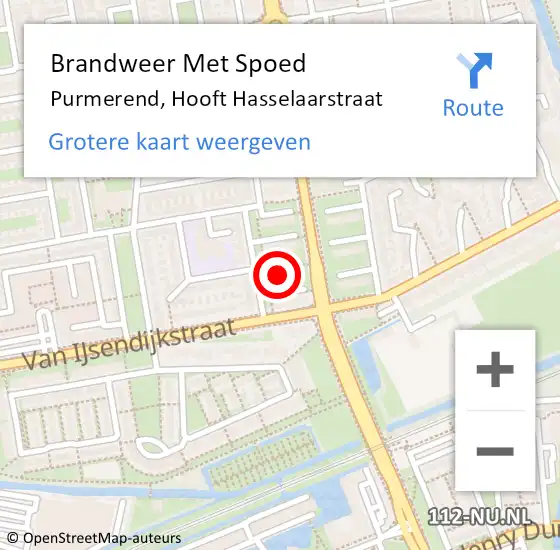 Locatie op kaart van de 112 melding: Brandweer Met Spoed Naar Purmerend, Hooft Hasselaarstraat op 29 mei 2024 15:31