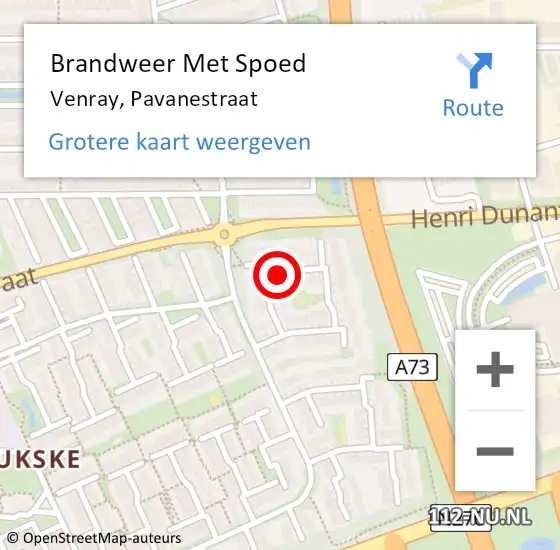 Locatie op kaart van de 112 melding: Brandweer Met Spoed Naar Venray, Pavanestraat op 29 mei 2024 15:34