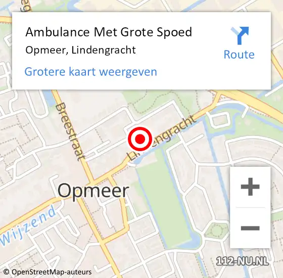 Locatie op kaart van de 112 melding: Ambulance Met Grote Spoed Naar Opmeer, Lindengracht op 29 mei 2024 15:34