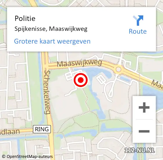 Locatie op kaart van de 112 melding: Politie Spijkenisse, Maaswijkweg op 29 mei 2024 15:49