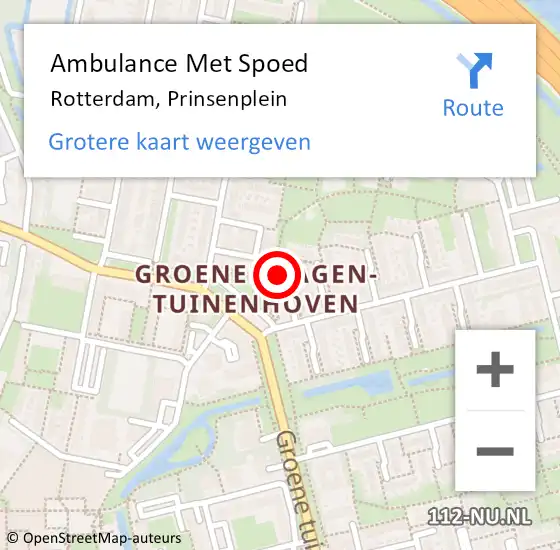 Locatie op kaart van de 112 melding: Ambulance Met Spoed Naar Rotterdam, Prinsenplein op 29 mei 2024 15:50