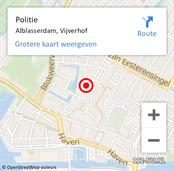 Locatie op kaart van de 112 melding: Politie Alblasserdam, Vijverhof op 29 mei 2024 16:00