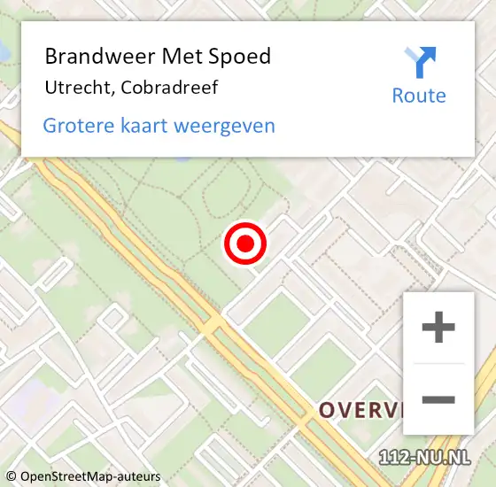 Locatie op kaart van de 112 melding: Brandweer Met Spoed Naar Utrecht, Cobradreef op 29 mei 2024 16:27