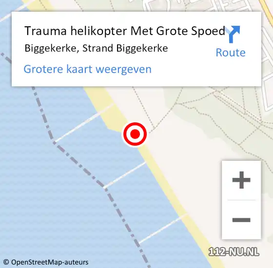 Locatie op kaart van de 112 melding: Trauma helikopter Met Grote Spoed Naar Biggekerke, Strand Biggekerke op 29 mei 2024 16:50