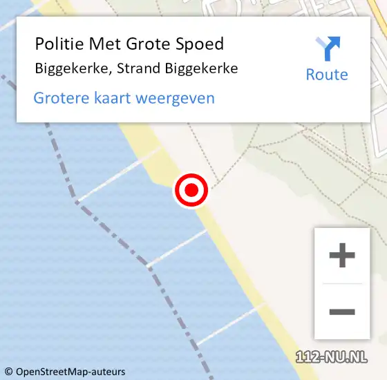 Locatie op kaart van de 112 melding: Politie Met Grote Spoed Naar Biggekerke, Strand Biggekerke op 29 mei 2024 16:51