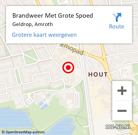 Locatie op kaart van de 112 melding: Brandweer Met Grote Spoed Naar Geldrop, Amroth op 29 mei 2024 16:52