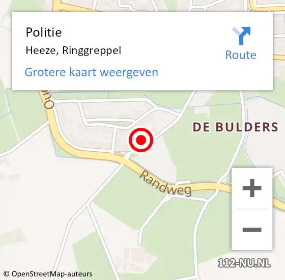 Locatie op kaart van de 112 melding: Politie Heeze, Ringgreppel op 29 mei 2024 16:53