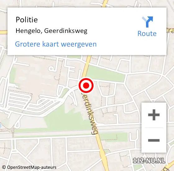 Locatie op kaart van de 112 melding: Politie Hengelo, Geerdinksweg op 29 mei 2024 16:54