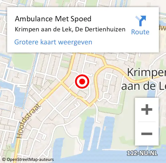 Locatie op kaart van de 112 melding: Ambulance Met Spoed Naar Krimpen aan de Lek, De Dertienhuizen op 29 mei 2024 16:57