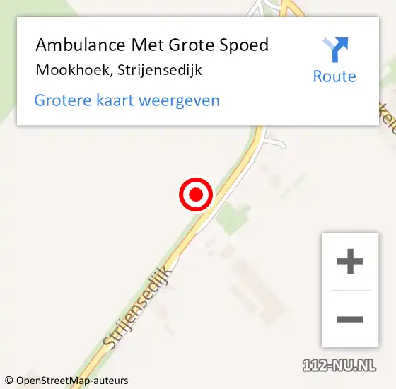 Locatie op kaart van de 112 melding: Ambulance Met Grote Spoed Naar Mookhoek, Strijensedijk op 29 mei 2024 16:59