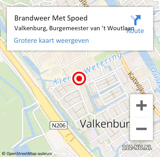 Locatie op kaart van de 112 melding: Brandweer Met Spoed Naar Valkenburg, Burgemeester van 't Woutlaan op 29 mei 2024 17:03